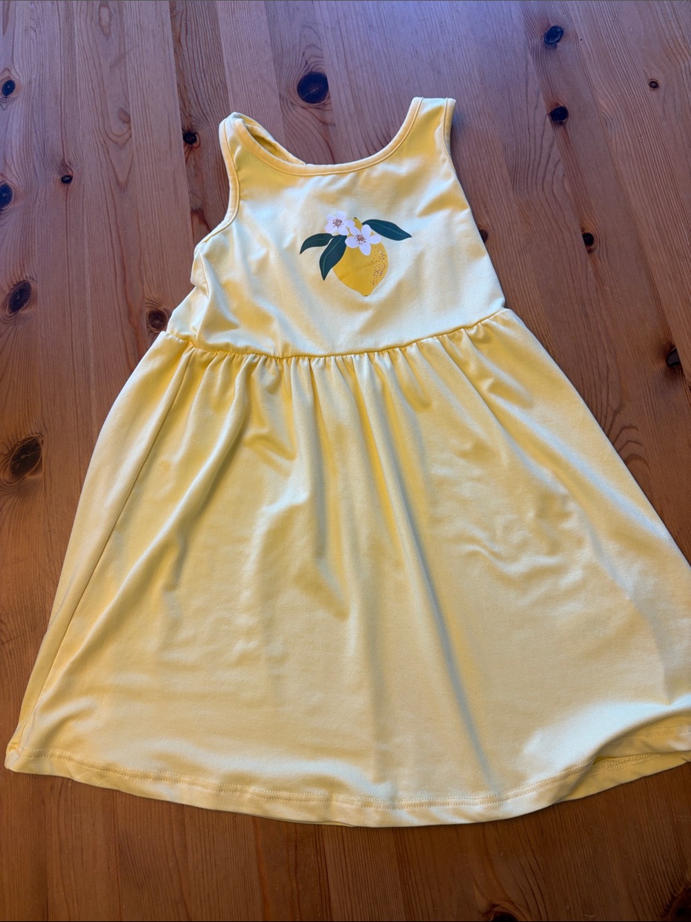Bright Yellow Girls Tank Dress with Lemon Graphic